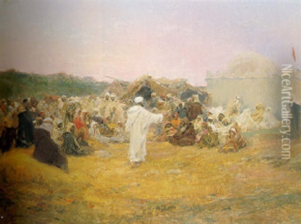 The Moroccan Story-teller Oil Painting - Jose Benlliure Y Gil
