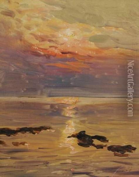Coucher De Soleil Sur La Mer Oil Painting - Constantin Alexandr. Westchiloff