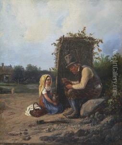 Bei Der Brotzeit. Oil Painting - Theodor Hosemann