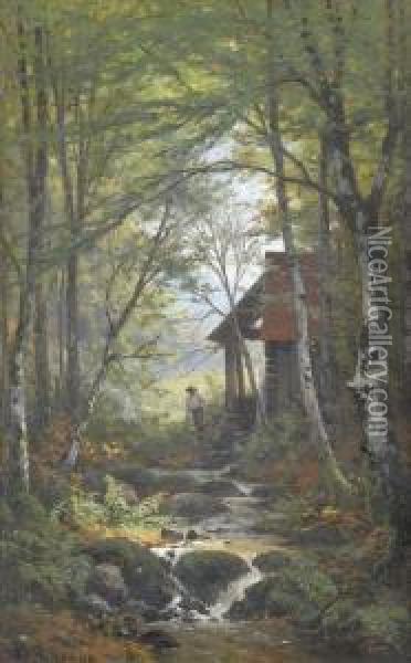 Schleifmuhle An Waldbach Oil Painting - Victor Puhonny