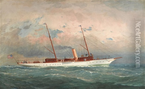 An American Steam Yacht Of The Larchmont Yacht Club Oil Painting - Fred Pansing