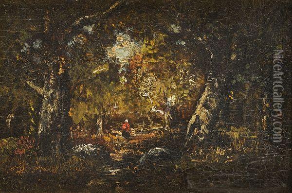 Promeneuse Dans Un Sous-bois Oil Painting - Narcisse-Virgile D Az De La Pena