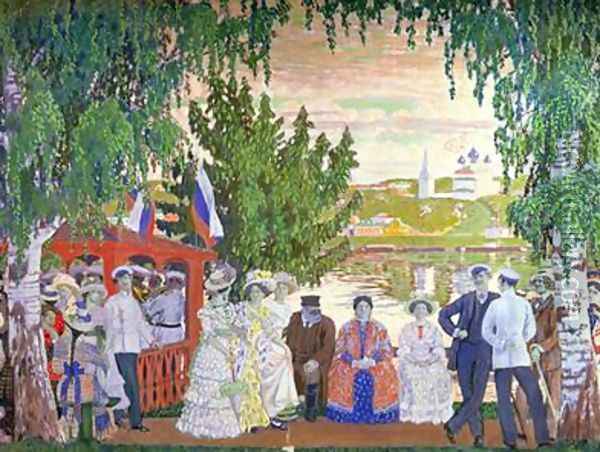Festive Gathering Oil Painting - Boris Kustodiev