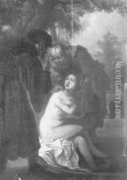 Susanna And The Elders Oil Painting - Christian Wilhelm Ernst Dietrich