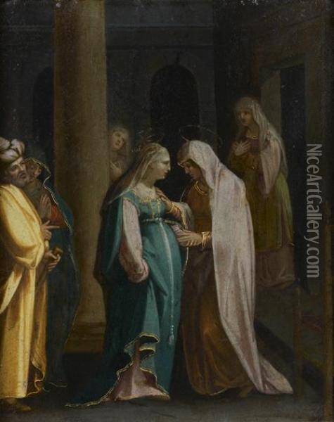 La Visitation Oil Painting - Giovanni Di Balduccio