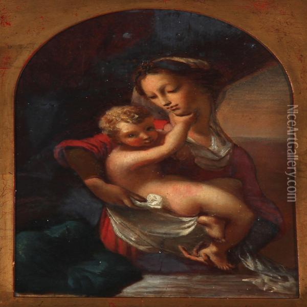 Madonna And Child Oil Painting - Christen Kobke
