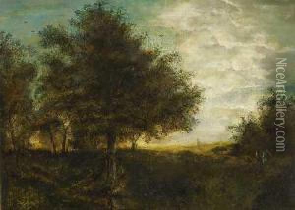 Baumlandschaft Mit Heimkehrenden Bauernpaar Oil Painting - Karl Adam Heinisch