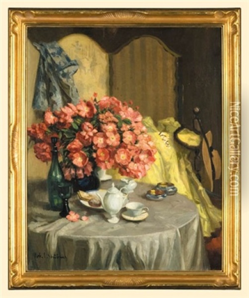 Still Life With Flowers Oil Painting - Robert Emil Stuebner
