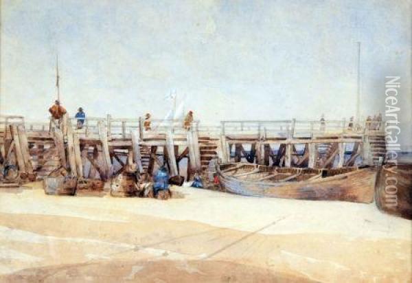 Fisherman At Yarmouth Jetty Oil Painting - William Howes Hunt