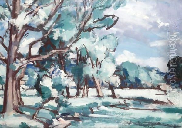 A Perthshire Landscape Oil Painting - Samuel John Peploe