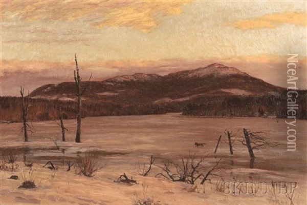 Winter Landscape With A Lone Fox Oil Painting - William Preston Phelps