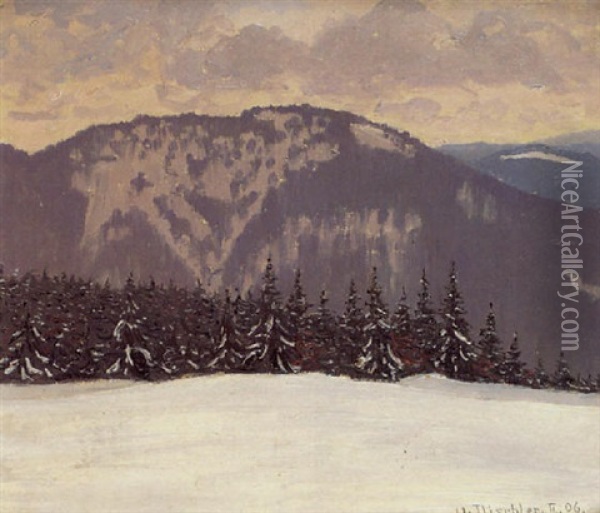 Schneelandschaft Oil Painting - Hermann Dischler