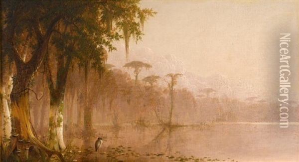 Heron On The Bayou Oil Painting - Joseph Rusling Meeker