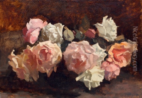 Rozen Oil Painting - Marie Adelaide (Ida) Langeveld-Dubourcq