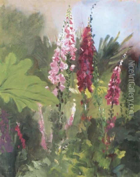Foxgloves Oil Painting - Colin Campbell Cooper
