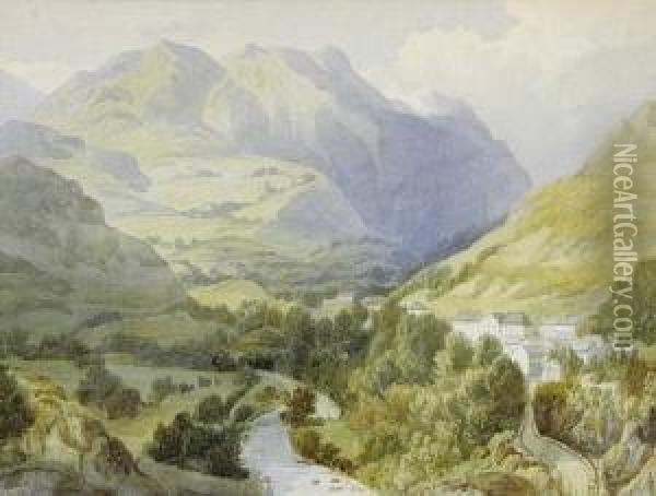 Alpine View Near Grenoble Oil Painting - William Henry Stothard