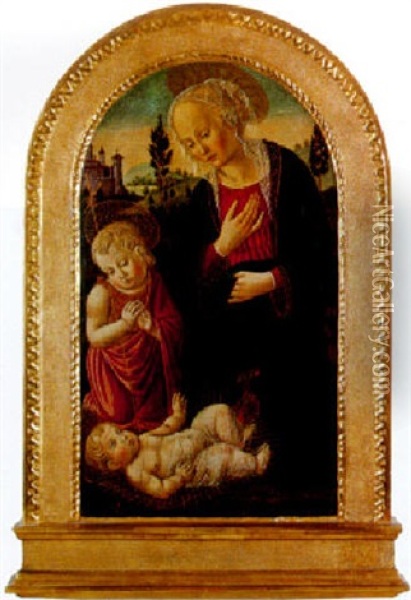 L'adoration De L'enfant Jesus Oil Painting - Bernardo di Stefano Rosselli