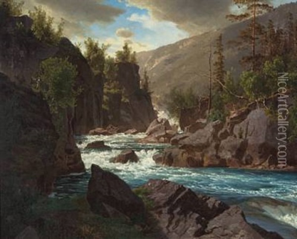 Storslatt, Norsk Natur Oil Painting - Johan Fredrik Eckersberg