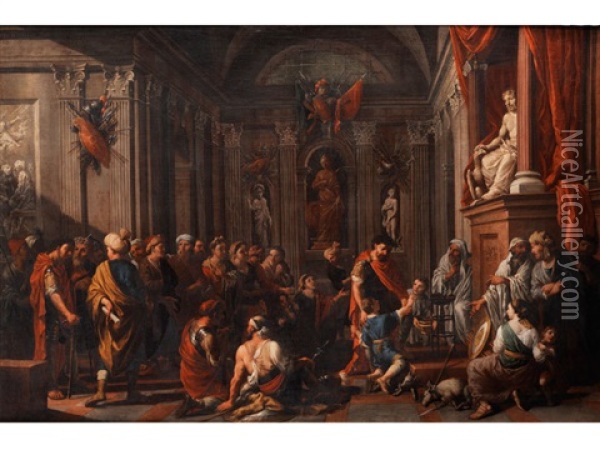 Schwurszene Eines Knaben Im Romischen Jupitertempel Oil Painting - Johann Heiss