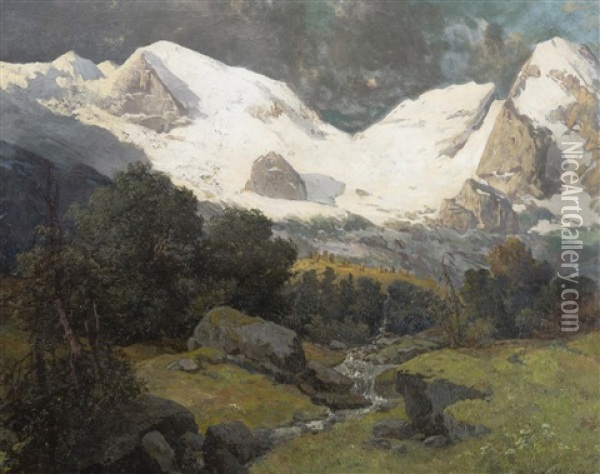 Alpine Landscape Oil Painting - Konstantin Stoitzner