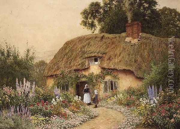 A Devon Cottage Oil Painting - Arthur Claude Strachan