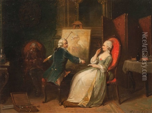 A Painter And His Model Oil Painting - Herman Frederik Carel ten Kate