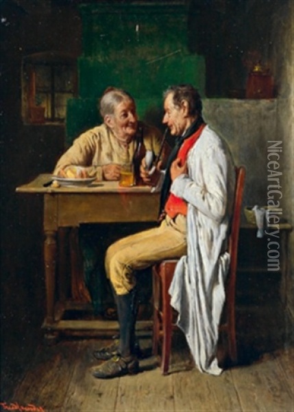 Im Gesprach Oil Painting - Friedrich Ritter von Malheim Friedlaender