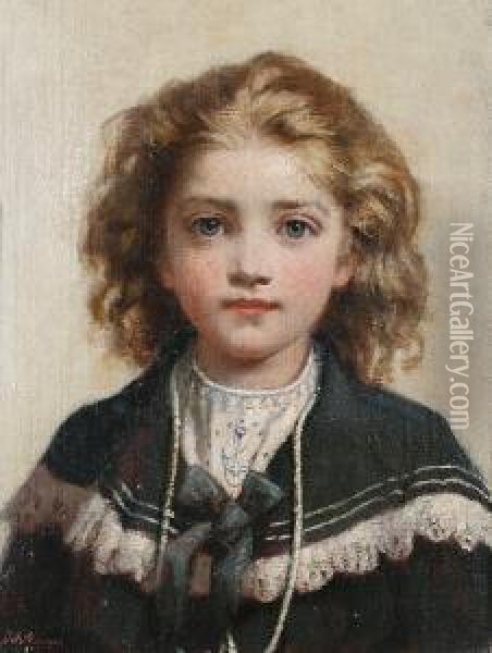 Portrait Of A Young Boy In A 
Sailor Suit; Portrait Of A Young Girl Wearing A Red Dress And Head Band Oil Painting - James Jebusa Shannon