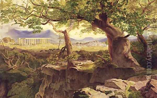 The Temple of Apollo Bassae Oil Painting - Edward Lear