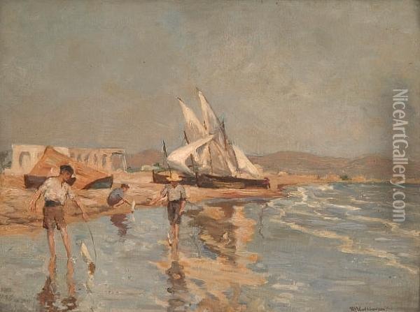 In The Shallows Oil Painting - William Anderson