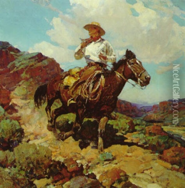 The Getaway Oil Painting - Frank Tenney Johnson