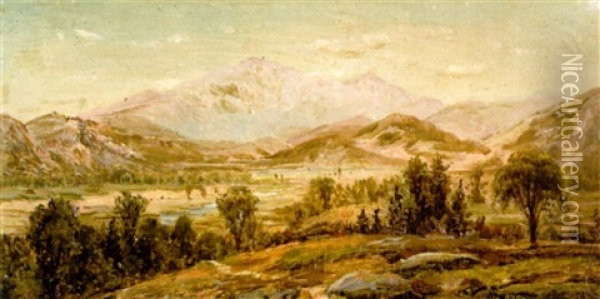A Mountain Landscape Oil Painting - Edmund Darch Lewis