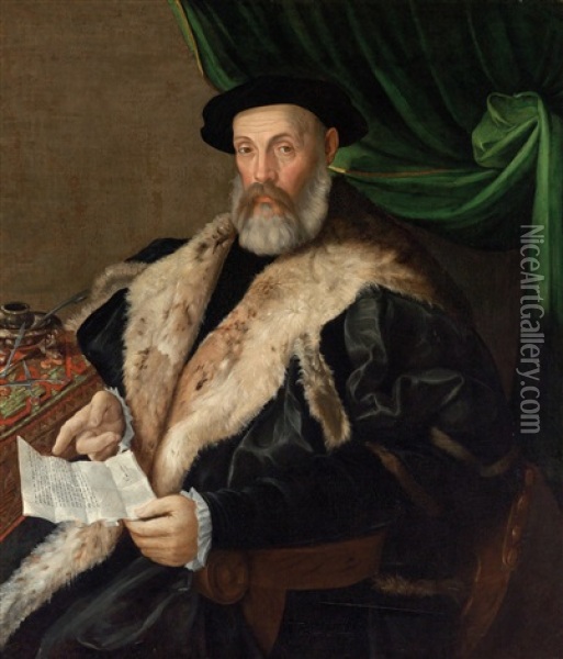 Portrat Eines Alteren Herren In Einem Mantel Mit Pelzbesatz Oil Painting - Prospero Fontana
