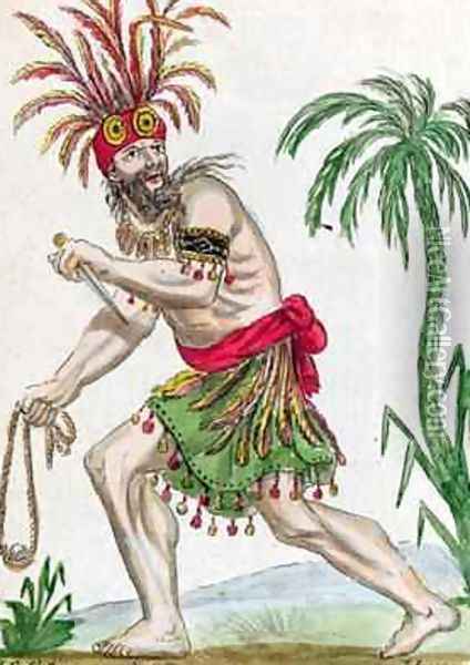 A Savage from the Marquesas Islands Oil Painting - Jacques Grasset de Saint-Sauveur