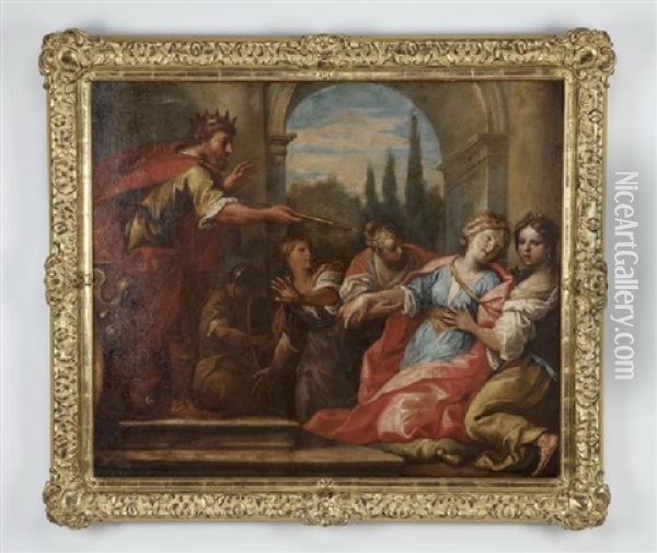 Esther Before King Ahasuerus Oil Painting - Pompeo Girolamo Batoni