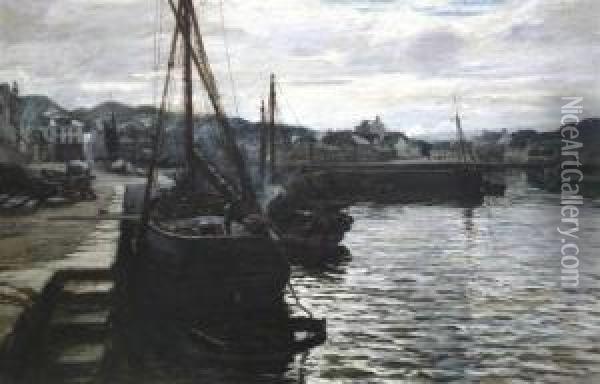 Scottish Harbour Oil Painting - Colin Hunter