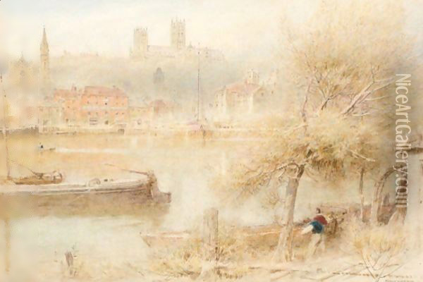 Lincoln Cathedral Oil Painting - Albert Goodwin