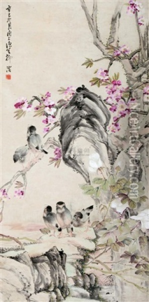 Bird And Flowers Oil Painting -  Liu Bin