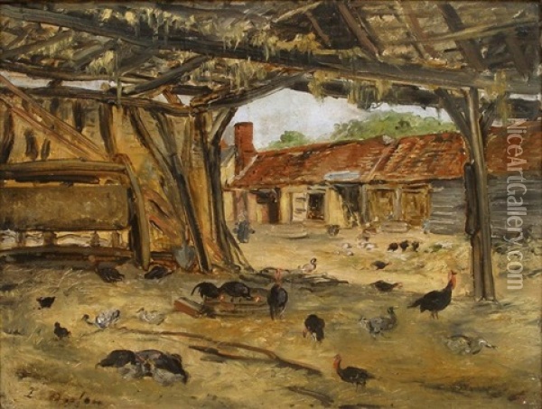 La Scene De Basse-cour Oil Painting - Edouard-Jacques Dufeu