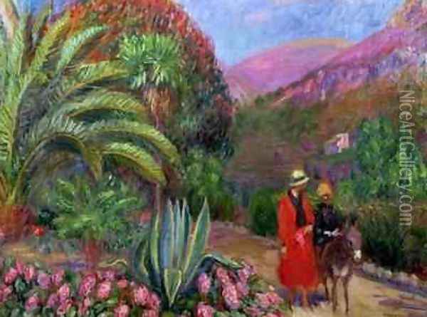 Woman with Child on a Donkey Oil Painting - William Glackens