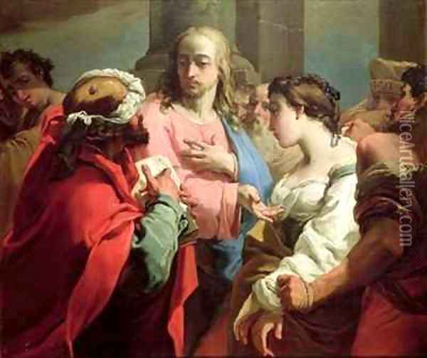 Christ and the Woman Taken in Adultery Oil Painting - Gaetano Gandolfi
