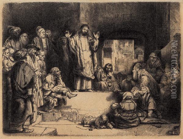 Christus Lehrend, Genannt <la Petite Tombe> Oil Painting - Rembrandt Van Rijn