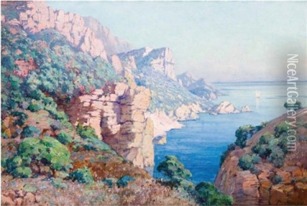 Calanques Oil Painting - Eugene F. A. Deshayes