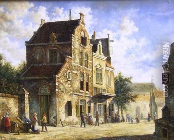 Dutch Town Scene Oil Painting - David The Elder Teniers