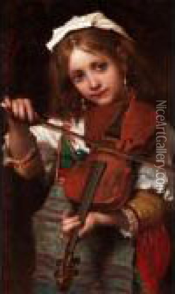 The Young Violinist Oil Painting - Pierre-Louis-Joseph de Coninck