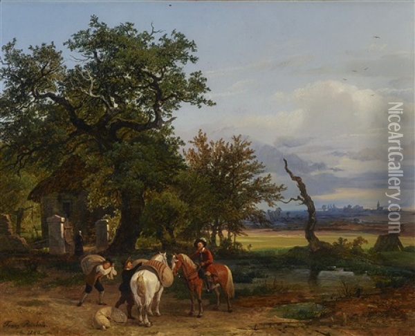 Landscape With Rider Oil Painting - Franz Reinhold