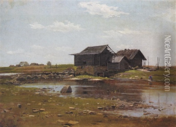 The Mill Oil Painting - Lyudvig Lyudvigovich Poplavsky