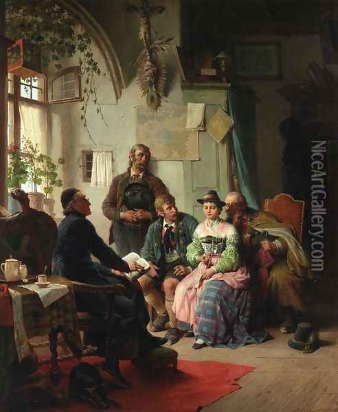 The Wedding Contract Oil Painting - Peter Baumgartner