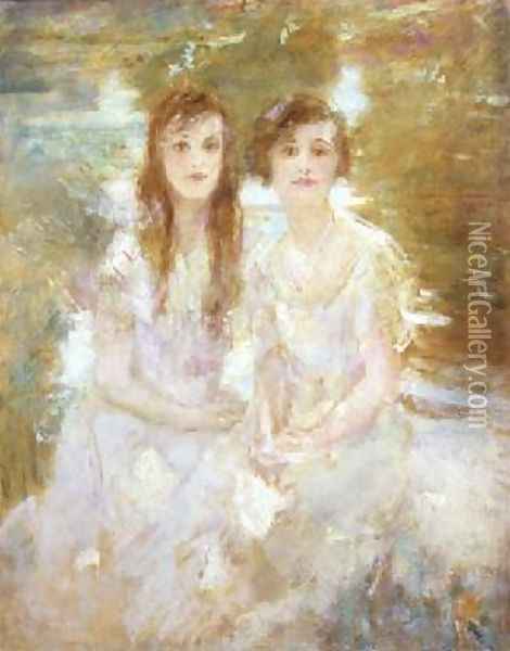 Study of two young girls Oil Painting - Ambrose McEvoy