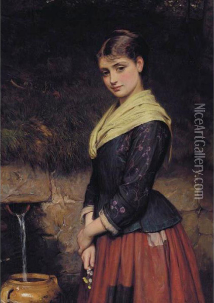 By The Stream Oil Painting - Charles Sillem Lidderdale